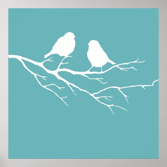 Poster Personnalisé Deux Petits Oiseaux De Bruant Blanc S (Devant)