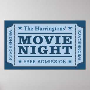 Poster personnalisé du nom et du jour "Billet film