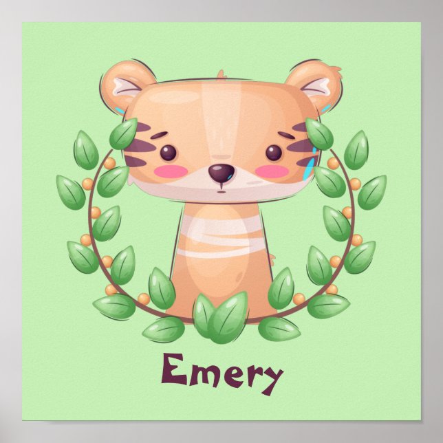 Poster personnalisé du tigre Safari bébé mignon (Devant)