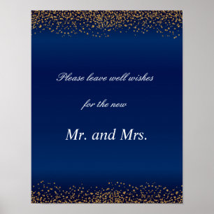 Poster Personnalisé - Gold Confetti & Navy Blue Well Wing