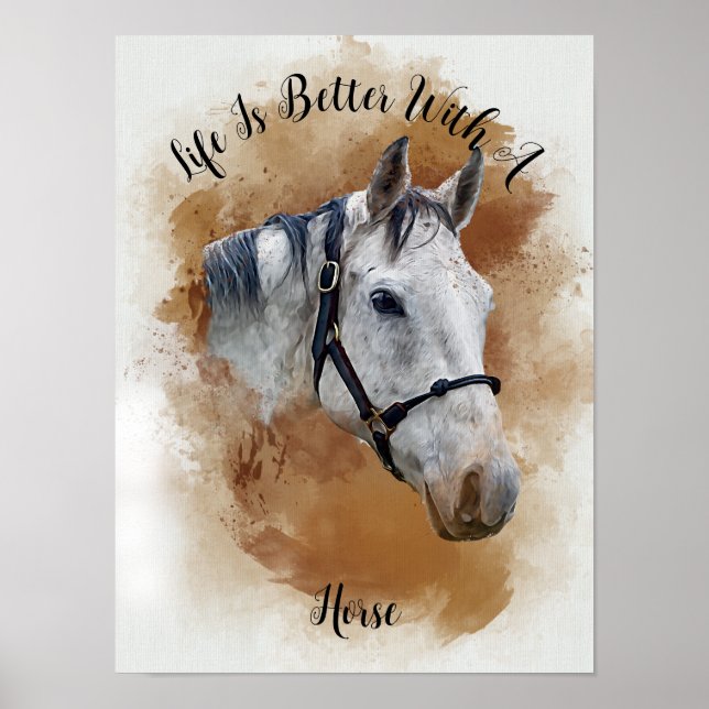 Poster personnalisé Horse aquarelle mur d'art (Devant)