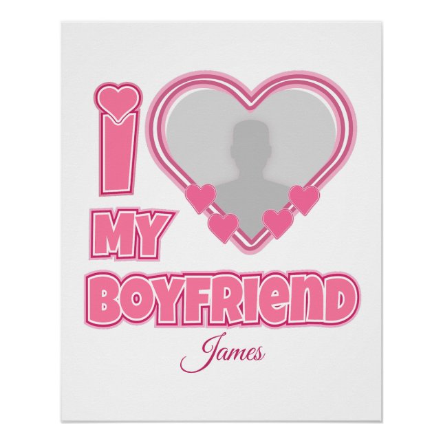 Poster Personnalisé J'aime mon petit ami – Ajouter une ph (Devant)