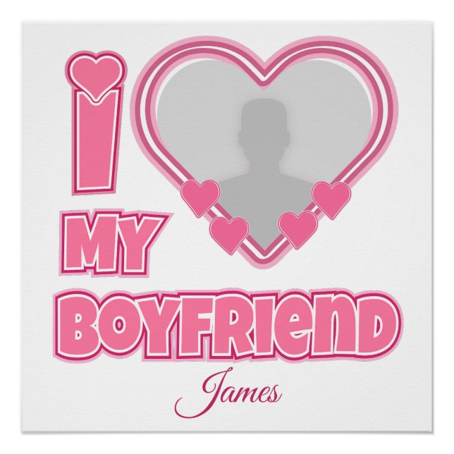 Poster Personnalisé J'aime mon petit ami – Ajouter une ph (Devant)