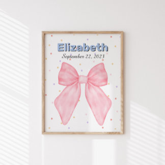 Poster Personnalisé Pink Bow Nom personnalisé