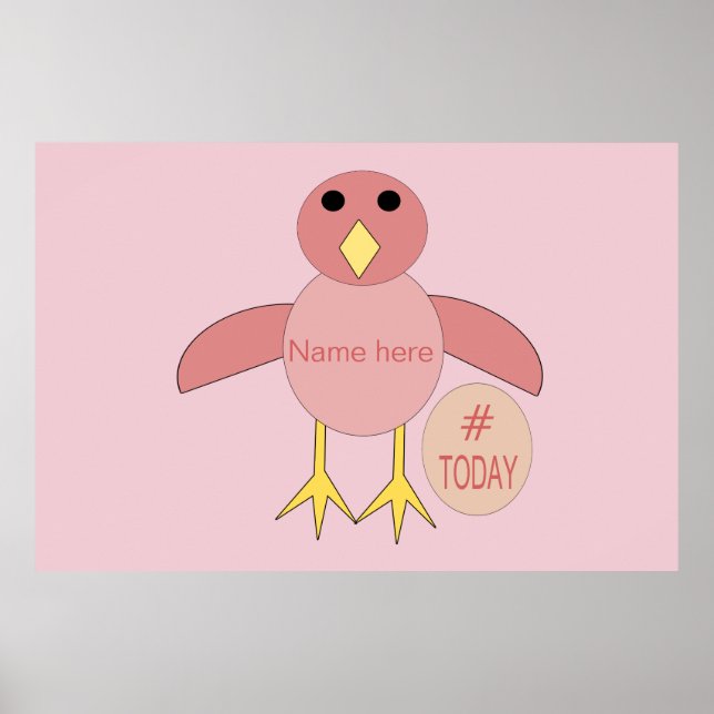 Poster personnalisé Rose Anniversaire Fille Chick (Devant)