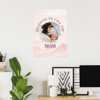 Poster personnalisé rose pour maman