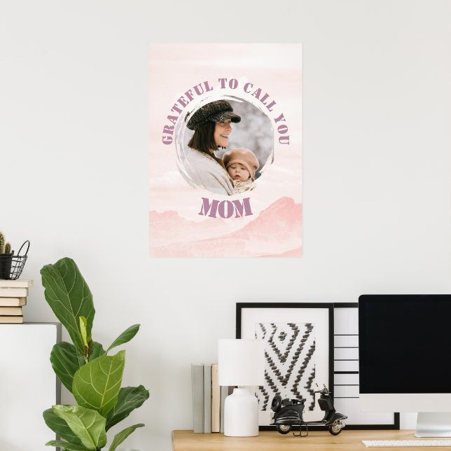 Poster personnalisé rose pour maman (Bureau à domicile)