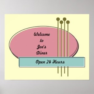 Poster Personnalisé Style Retro les années 50 Annonces/Af