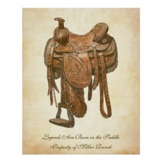 Poster personnalisé Vintage Western Saddle