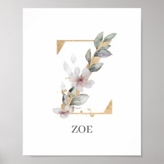 Poster personnalisé Z Monogram Floral