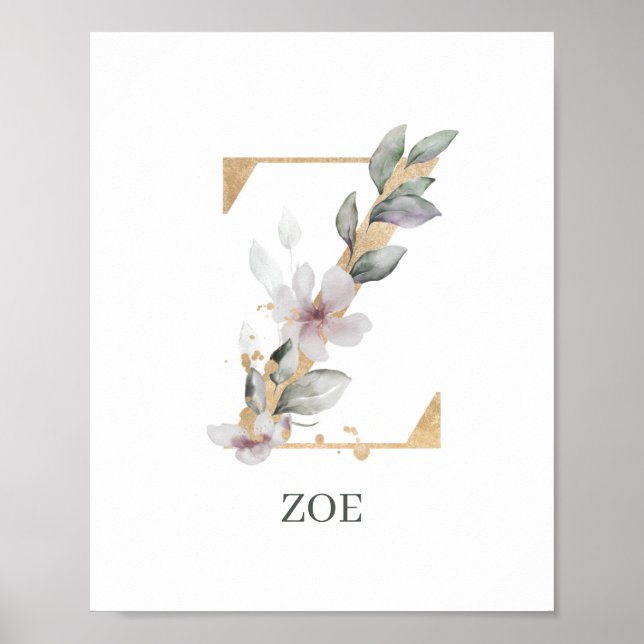 Poster personnalisé Z Monogram Floral (Devant)