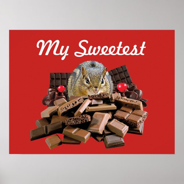 Poster Personnaliser le plus doux jour Chocolat Chipmunk (Devant)