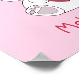 Poster Personnaliser mignon lapin blanc Coeur bébé Fille