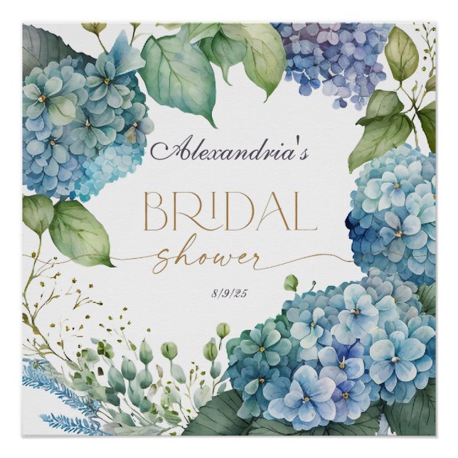 Poster Personnalisez Hydrangeas Bleus pour Enterrement de (Devant)