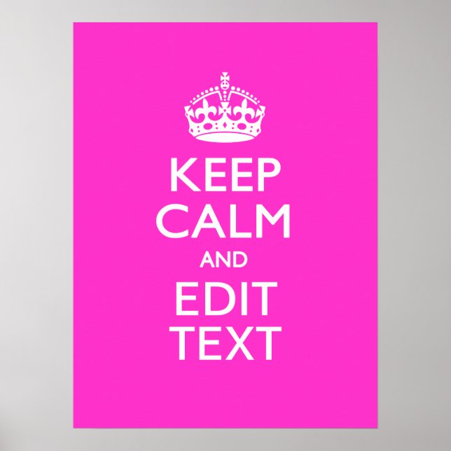 Poster Personnalized Keep Calm And Your Text Pink Decor (Devant)