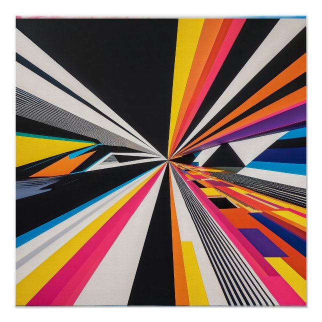Poster Perspective futuriste Illusion optique colorée (Devant)