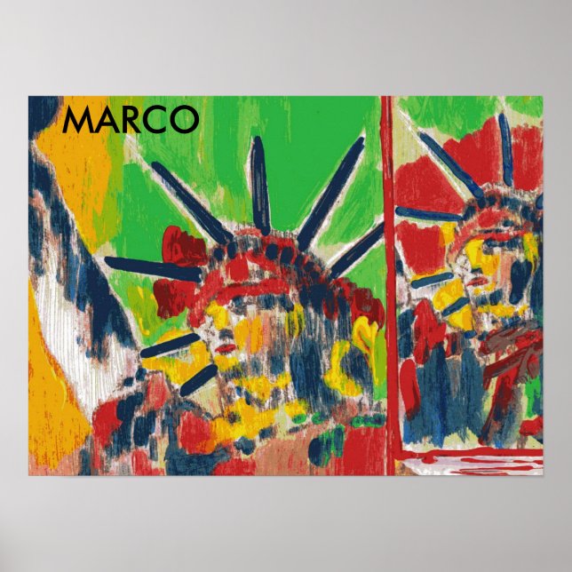 Poster Peter Max style original signé peinture acrylique (Devant)