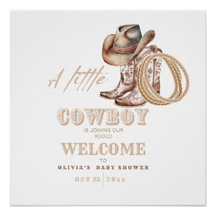 Poster Petit Baby shower Cowboy Neutre genre