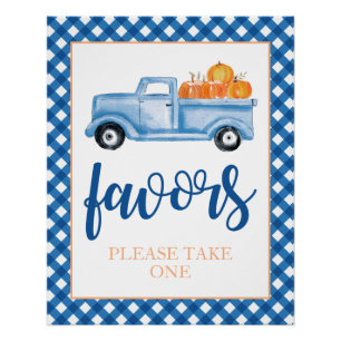 Poster Petit bleu Citrouille Automne Anniversaire Favoris