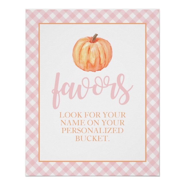 Poster Petit Citrouille Pastel Rose Automne Anniversaire  (Devant)