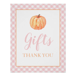 Poster Petit Citrouille Pastel Rose Automne Cadeaux Anniv