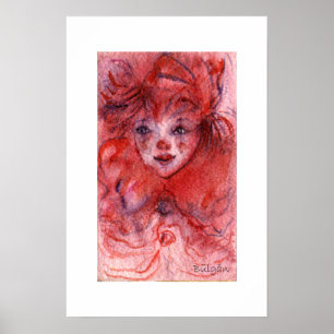 POSTER PETIT CLOWN ROUGE