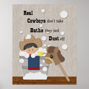 Poster Petit cow-boy Heure du bain Wordart
