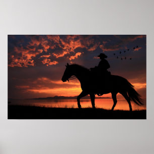 Poster Petit cow-boy Sunset