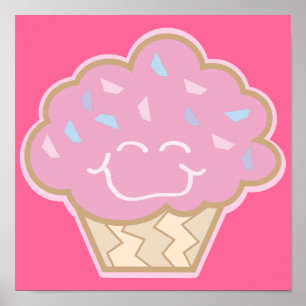 Poster petit cupcake à la fraise