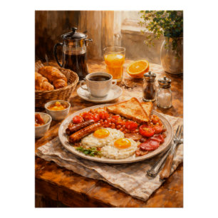 Poster Petit déjeuner anglais Matin un aliment confortabl