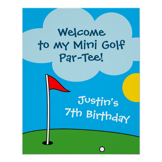 Poster Petit golf putt putt putt pour enfants fête d'anni (Devant)