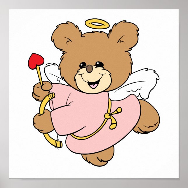 Poster petit valentine cupide tedbear design (Devant)