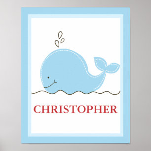 Poster Petite baleine bleue Art personnalisé Imprimer