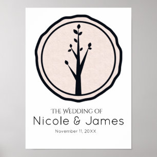 Poster Petite bannière personnalisée de mariage rustique 