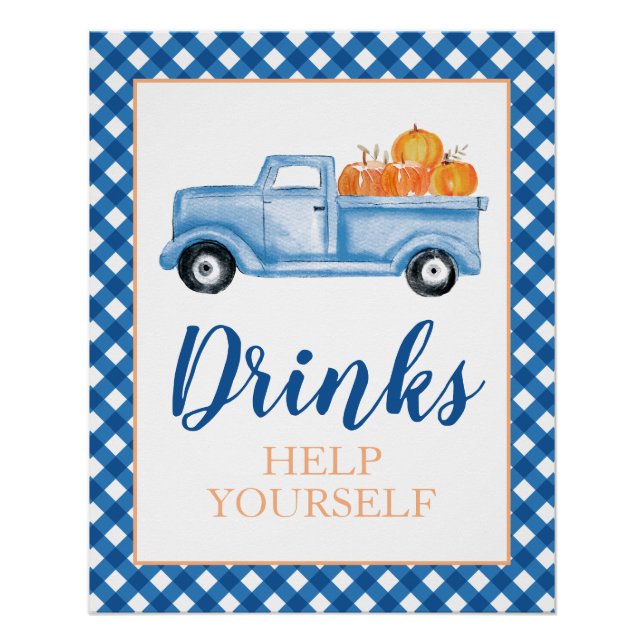 Poster Petite citrouille bleu Boisson d'anniversaire d'au (Devant)