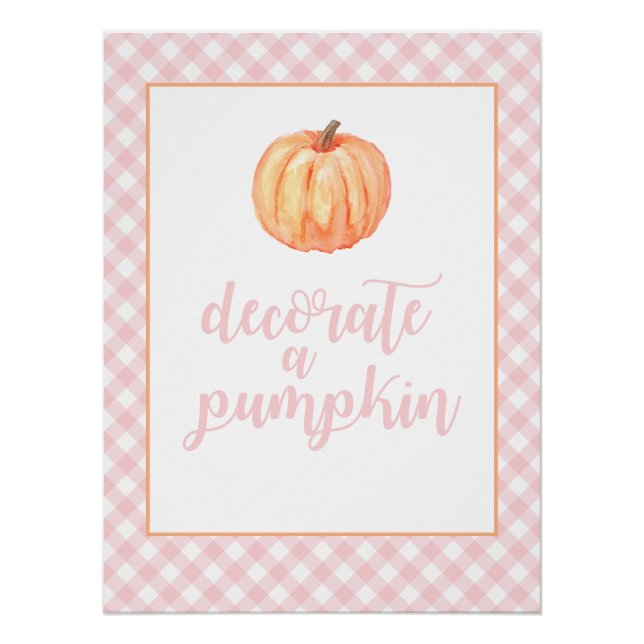 Poster Petite citrouille rose décoration d'anniversaire a (Devant)