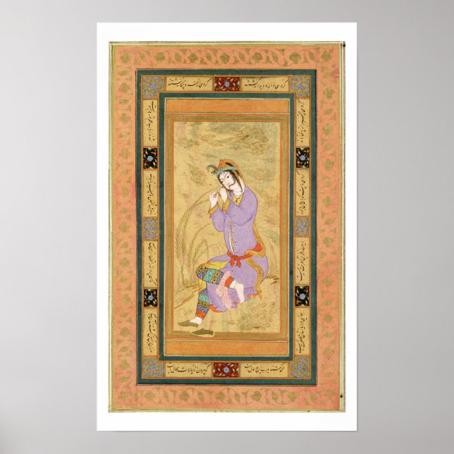 Poster Petite fille assise qui se fraie les cheveux en sa (Devant)