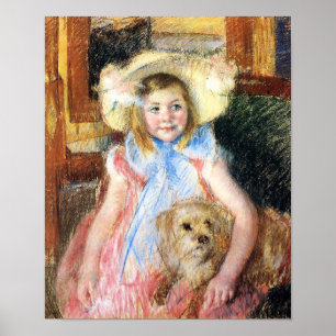 Poster Petite fille avec chien