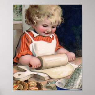 Poster Petite Fille Cuisinière Cookies