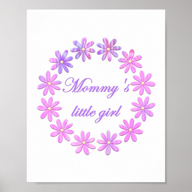 Poster Petite fille de maman (fleurs roses) (Devant)