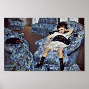 Poster Petite Fille En Fauteuil Bleu Par Cassatt Mary (Be