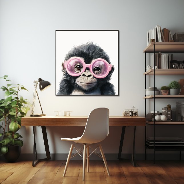 Poster Petite Gorilla avec lunettes roses (Créateur téléchargé)