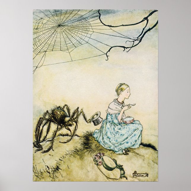Poster Petite Miss Muffet vintage par Arthur Rackham (Devant)