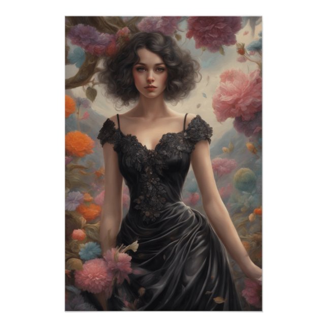 Poster Petite robe noire conçue par l'IA - Art rétro Glam (Devant)