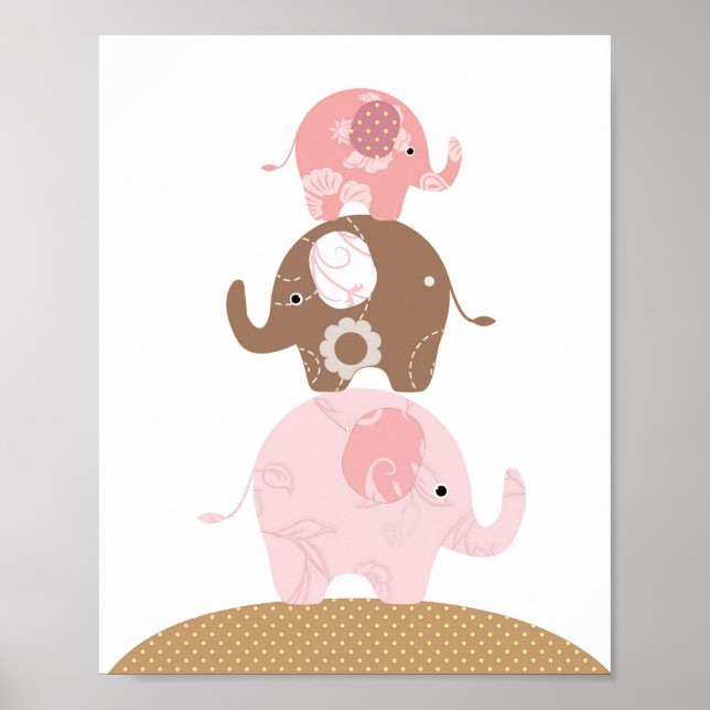 Poster Petites filles d'art d'éléphant (Devant)