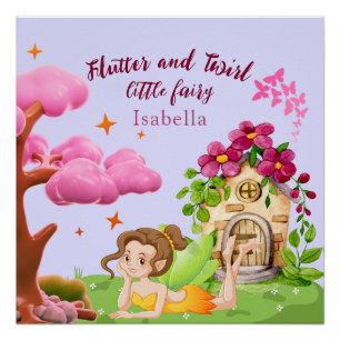 Poster Petites Filles Petit Papillon de champignon de Fai