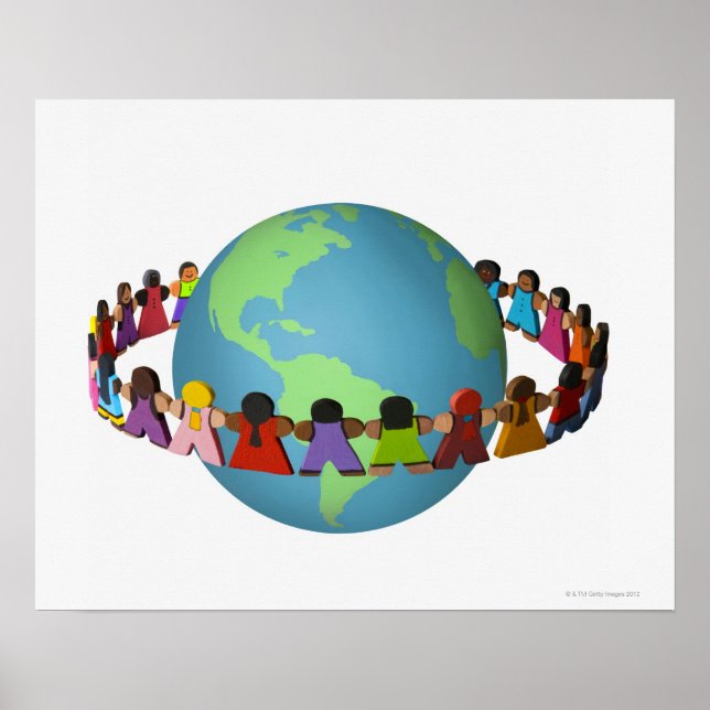 Poster Petites poupées en bois d'ethnies variées (Devant)