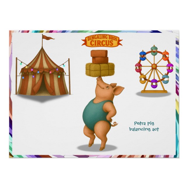 Poster Petra pig balancing act (Devant)