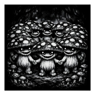 Poster Peuple Champignon • Créatures de la Forêt par Bur
