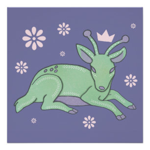 Poster Peuple de cerfs extraterrestres Art populaire Fa